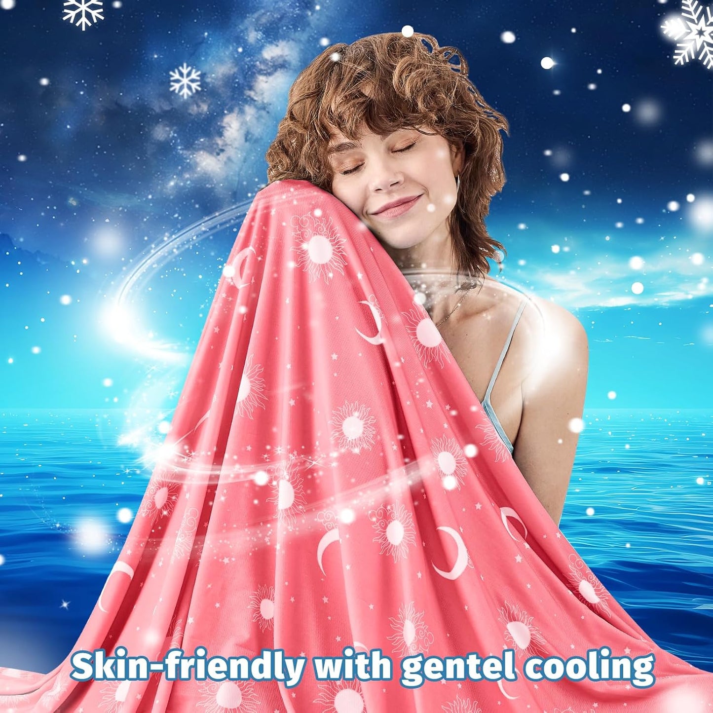 inhand Cooling Throw Blanket (50"x60") - Cooled Blankets for Hot Sleepers Lightweight Breathable Summer Blanket for Sleeping Night Sweats to Keep Cool in The Heat -Peach Pink
