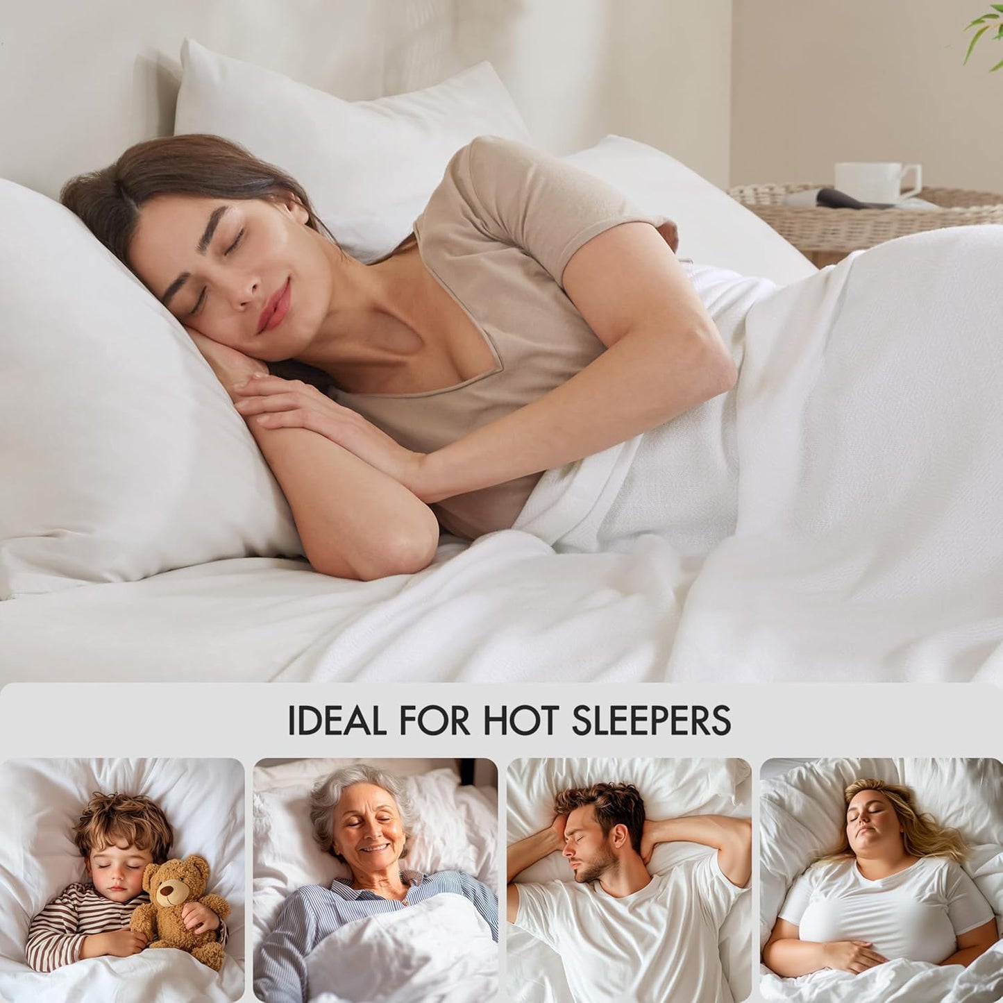 Madison Park Queen Size Blanket, 70% Rayon Bamboo-Based, 30% Cotton, Breathable for Hot Sleepers Menopause, Ultra Soft and Snag-Resistant, Summer Blanket for Bed or Couch, Queen 90"x90", White