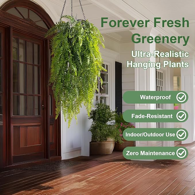 4PCS Fake Hanging Plants Set - Ultra Realistic Artificial Vine with Lifelike Leaves, Zero Maintenance Home & Office Decor for Wall, Shelf, Wedding Arch