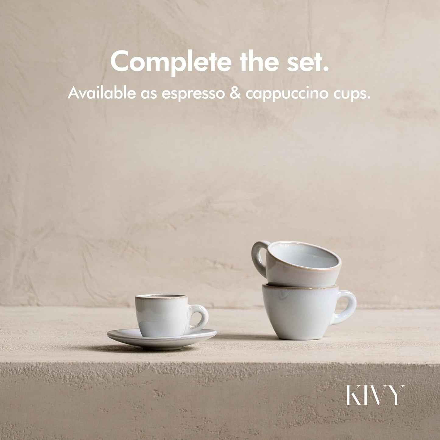 KIVY 3 oz Espresso cups set of 4 - Thick walled stoneware espresso cup set - Italian style espresso cups and saucers - Demitasse cups set of 4 - Small coffee mugs - Demitasse cups and saucers sets