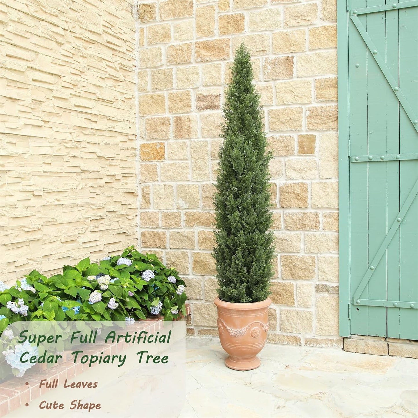 Bellacat 6ft UV Resistant Artificial Topiary Trees Outdoor, 72in Faux Cedar Tree with Full & Realistic Leaves, Fake Cypress Tree for Front Door Proch Patio Deck Balcony Yard Decor