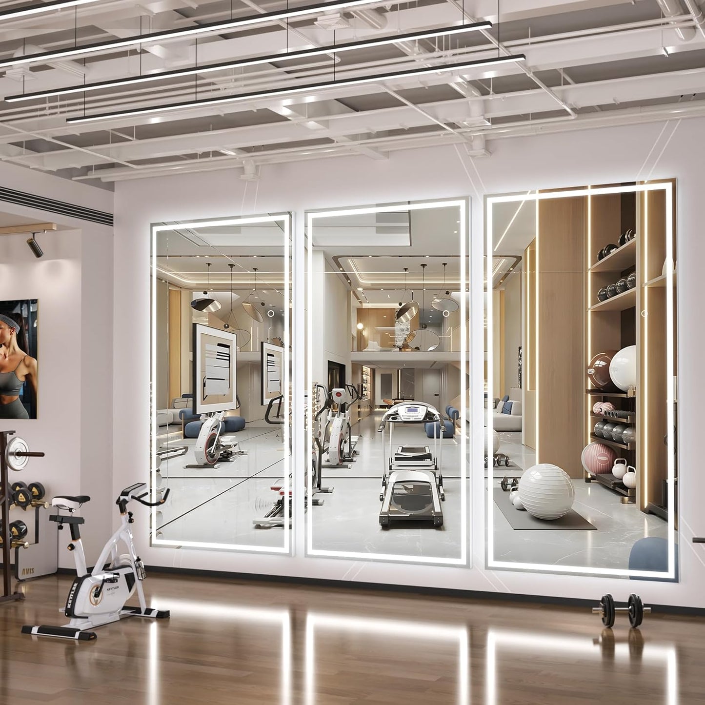 Hasipu Full Length Mirror with Lights, 83" x 36" LED Lighted Floor Standing Mirror, Full Body Dressing Hanging Mounted Mirrors, Dimmable, Tempered Glass, Safe to Use, Square White