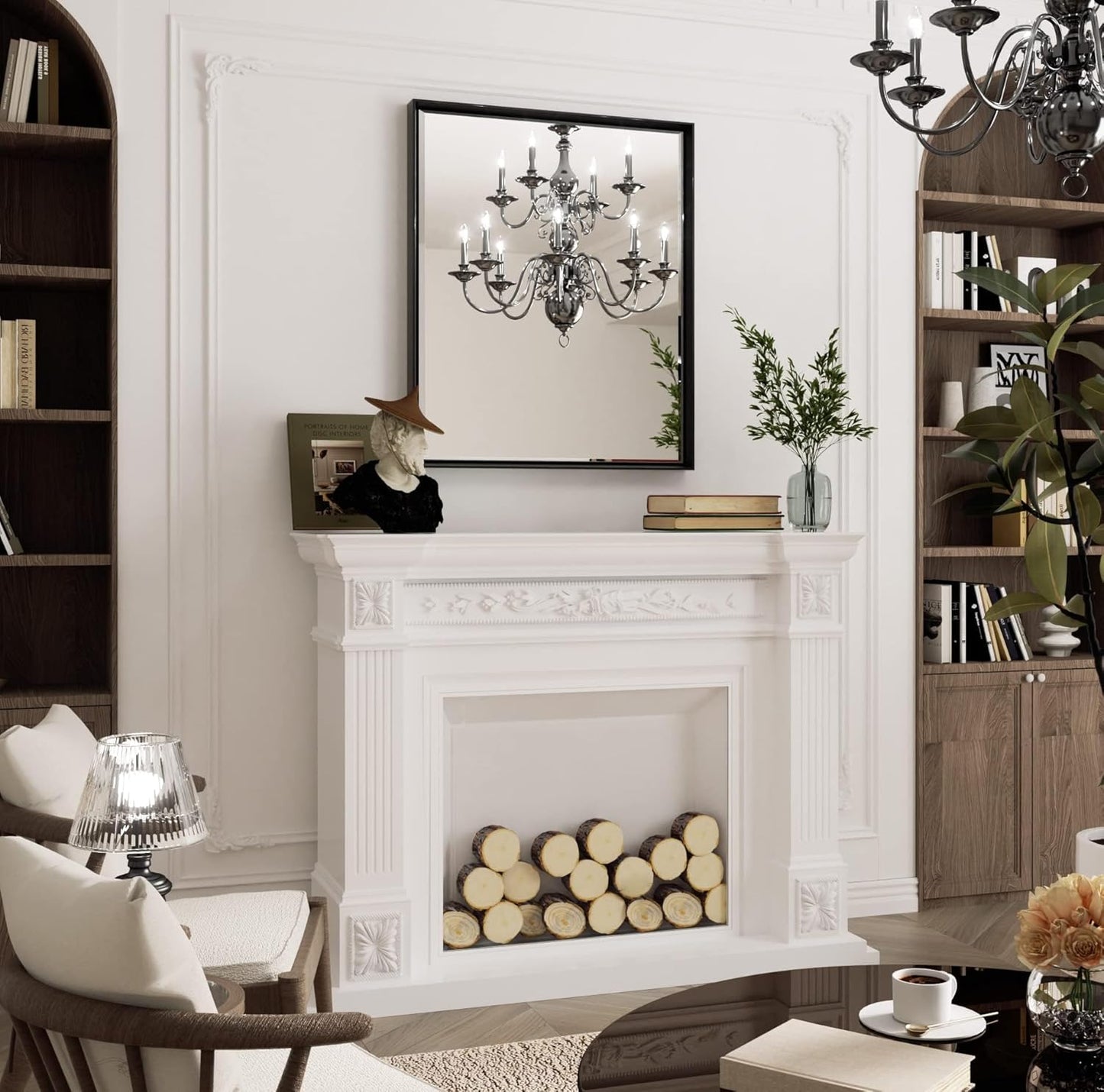 Black Framed Mirror for Bathroom, 30x36 Inch Black Rectangle Beveled Bathroom Vanity Mirror, Anti-Rust Matte Black Metal Frame Mirror for Wall, Vertical/Horizontal Wall-Mounted Mirrors