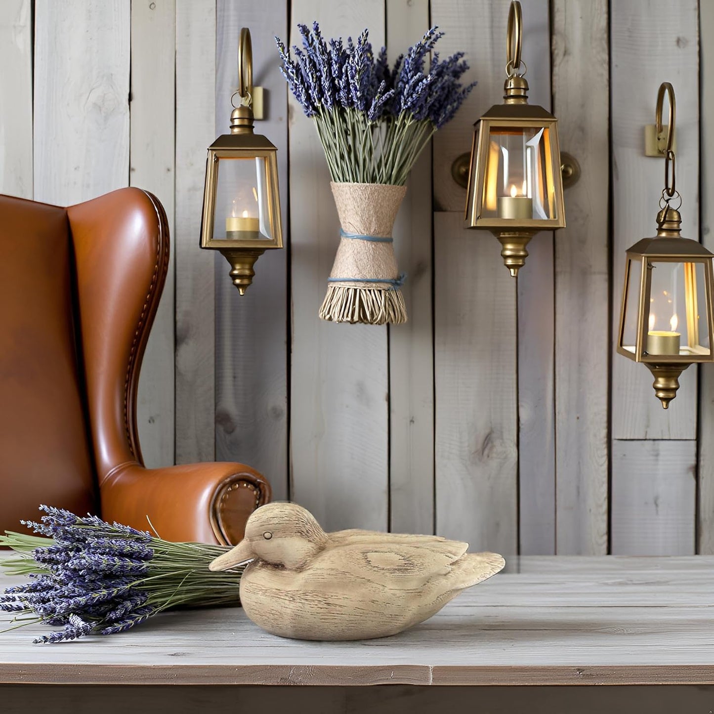 Hymmah Duck Home Decor Statue Rustic Home Decorations for Living Room, Boho Sculpture Resin Animal Collectible Figurines for Indoor Decor (Beige)