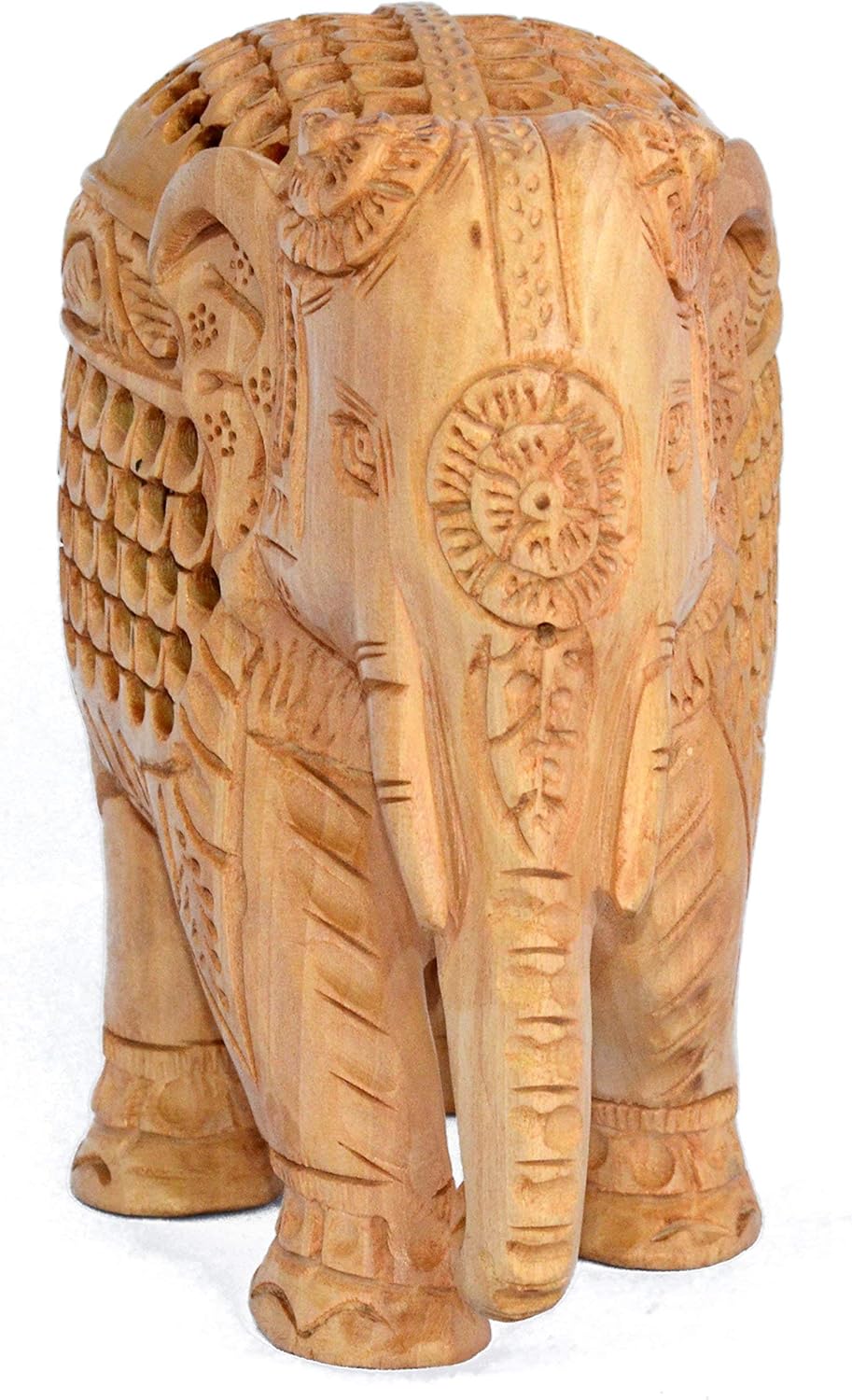 ETROVES Wood Elephant Statue - Hand Carved Wooden Elephant Figurine/Sculpture Home Farmhouse Decor, 6 Inch, Brown