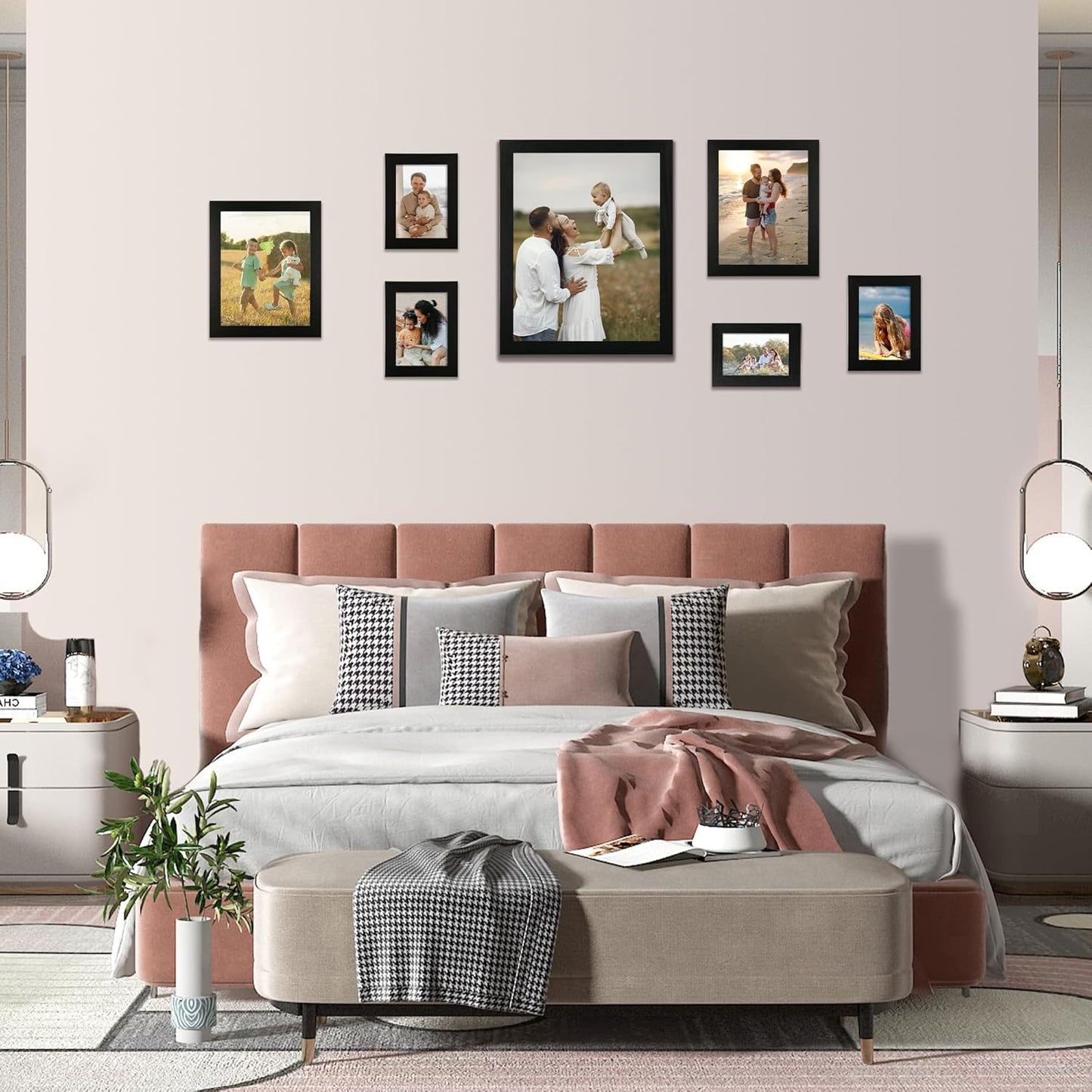 iRahmen 8x10 Picture Frame Set of 4, Black Wooden Frame with High Definition Glass, 8 x 10 Photo Frames for Tabletop Display and Wall Mounting