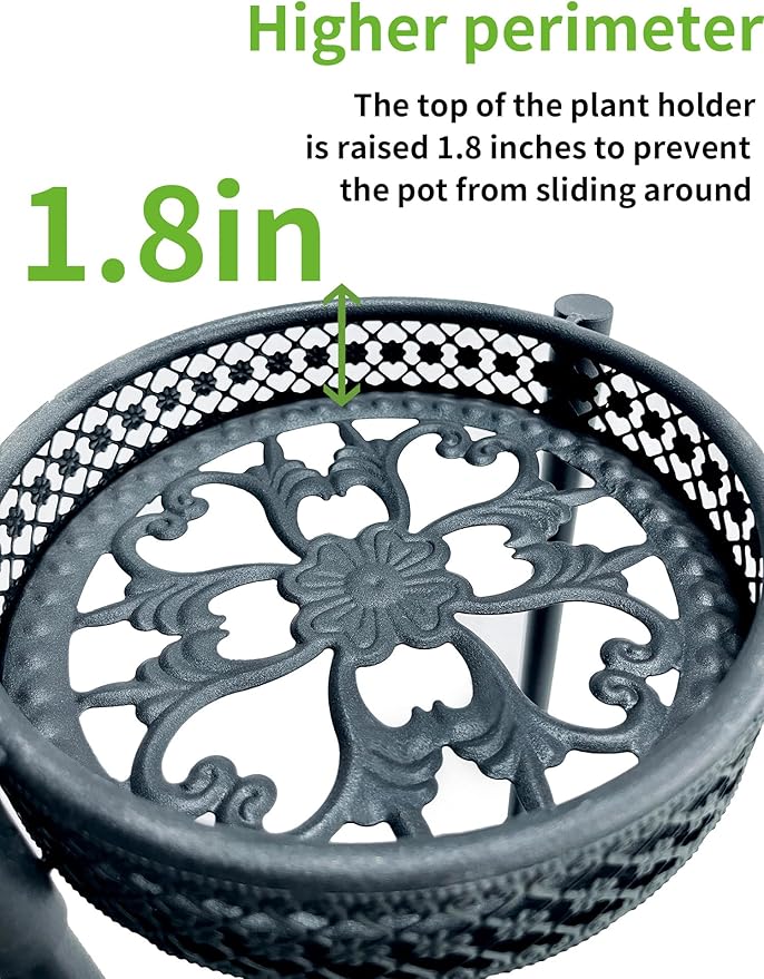 Plant Stand Indoor Outdoor, 5 Tier Corner Metal Flower Display Holder Shelf, Folding Tall Rack for Patio Balcony Porch Garden Living Room House, Heavy Duty Wrought Iron Plant Shelf- BlackWave