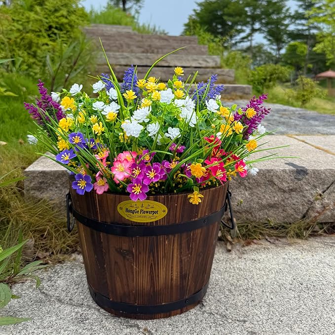 16 Bundles Artificial Flowers for Outdoor,UV Resistant Fake Flowers,Faux Plants for Outside Hanging Planters,No Fade Artificial Plants for Indoor Porch Garden Home Wedding Farmhouse Decor