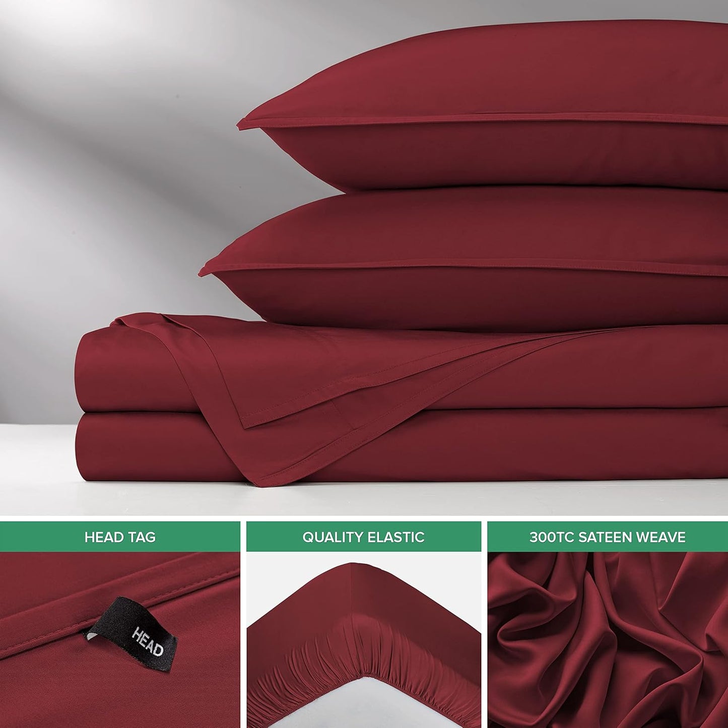 King Sheets by Pure Bamboo, Genuine 100% Organic Viscose Derived from Bamboo Bed Sheet Set, Luxuriously Soft & Cooling, Double Stitching, Lifetime Quality Promise (King, Merlot)