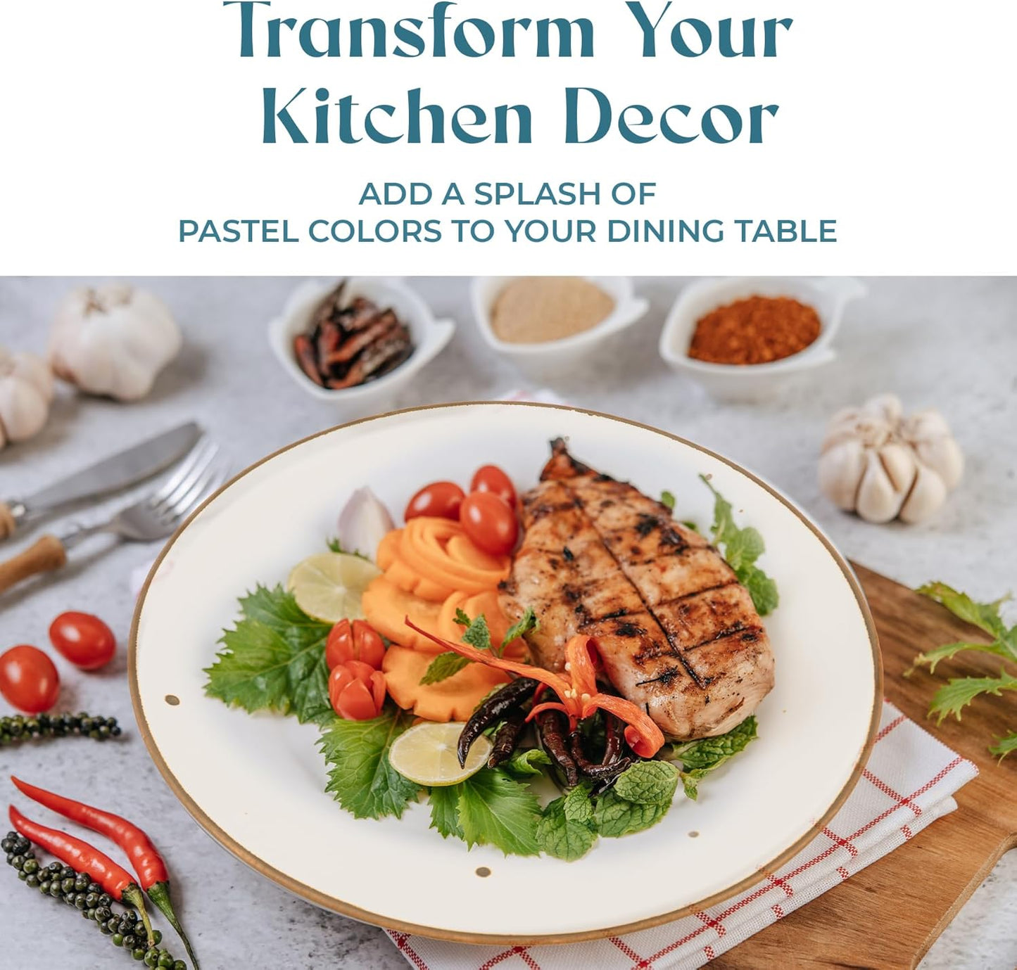 Dinner Plates 11 inch Set of 6 - Microwave, Oven, Dishwasher Safe, Scratch Resistant, Porcelain Durable Dishes for Steak, Pizza, Home & Restaurant, Party Gifts - Classic Assorted Color