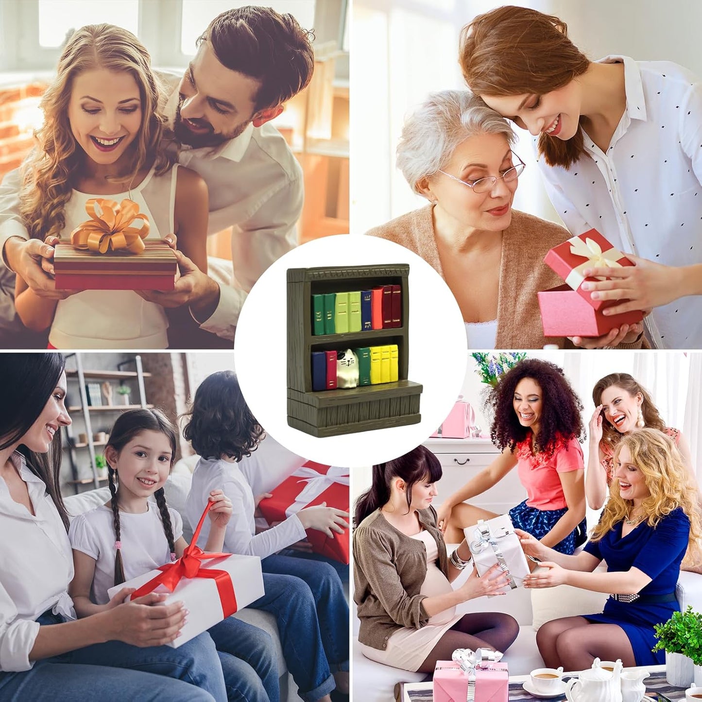 Cute Mini Bookshelf Figurine for Living Room,Shelf Decor Cute Cat Bookshelf Design Perfect for Cat Lovers