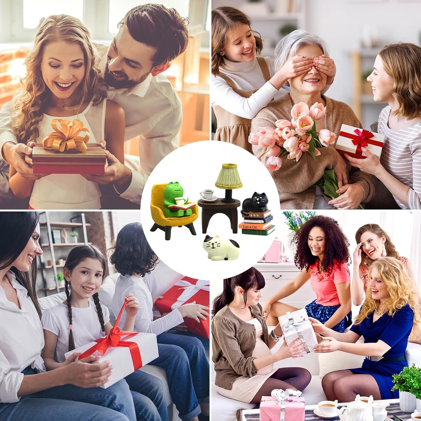 Cute Mini Frog and Cat Figurine for Office, Home Decoration Perfect Cute Frog and Cat Gift