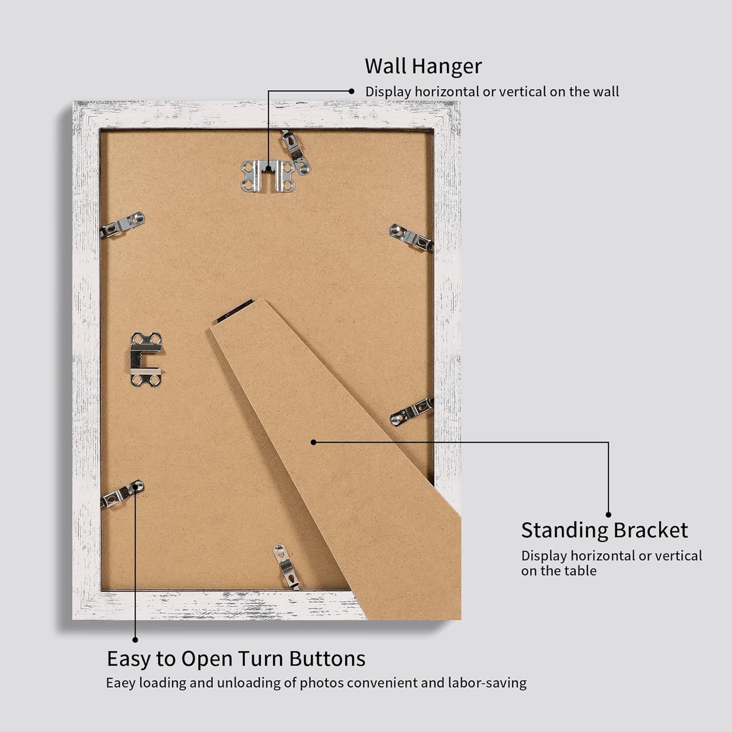 iRahmen 9x12 Picture Frame Set of 4 with Tempered Glass, Distressed White Frame Display 6x8 Picture with Mat or 9 x 12 Without Mat, Wooden Photo Frame for Wall Mount and Tabletop Display