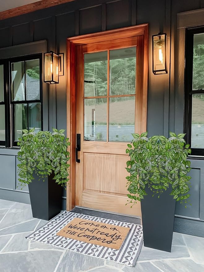 DILATATA Fake Hanging Plants Artificial Hanging Plants 26" Faux Pothos Leaves Plant for Wall Shelf Home Indoor Outdoor Decor - 2 Pack