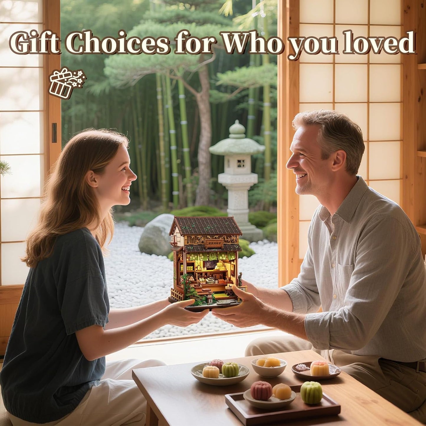 Fsolis Book Nook Kit - DIY Miniature House Kit for Adults Mini House Tiny 3D Puzzles for Bookshelf Diorama Decor Gifts for Women Teenagers Puzzle Lovers (Japanese Sweets Shop)