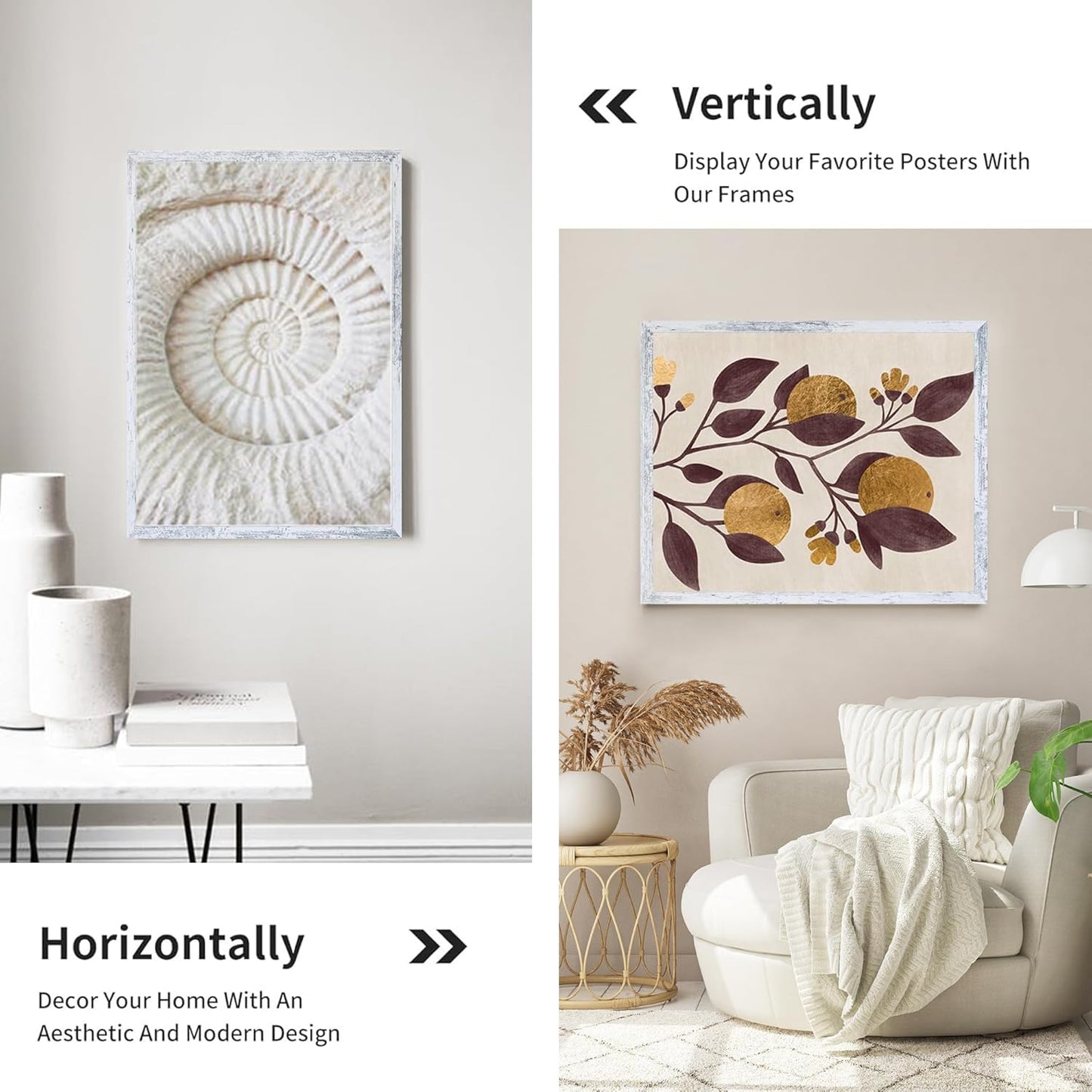 iRahmen 12x18 Picture Frame Set of 2 with Plexiglass, Distressed White Wood Poster Frame for Photo Gallery Wall Mounting Horizontal and Vertical