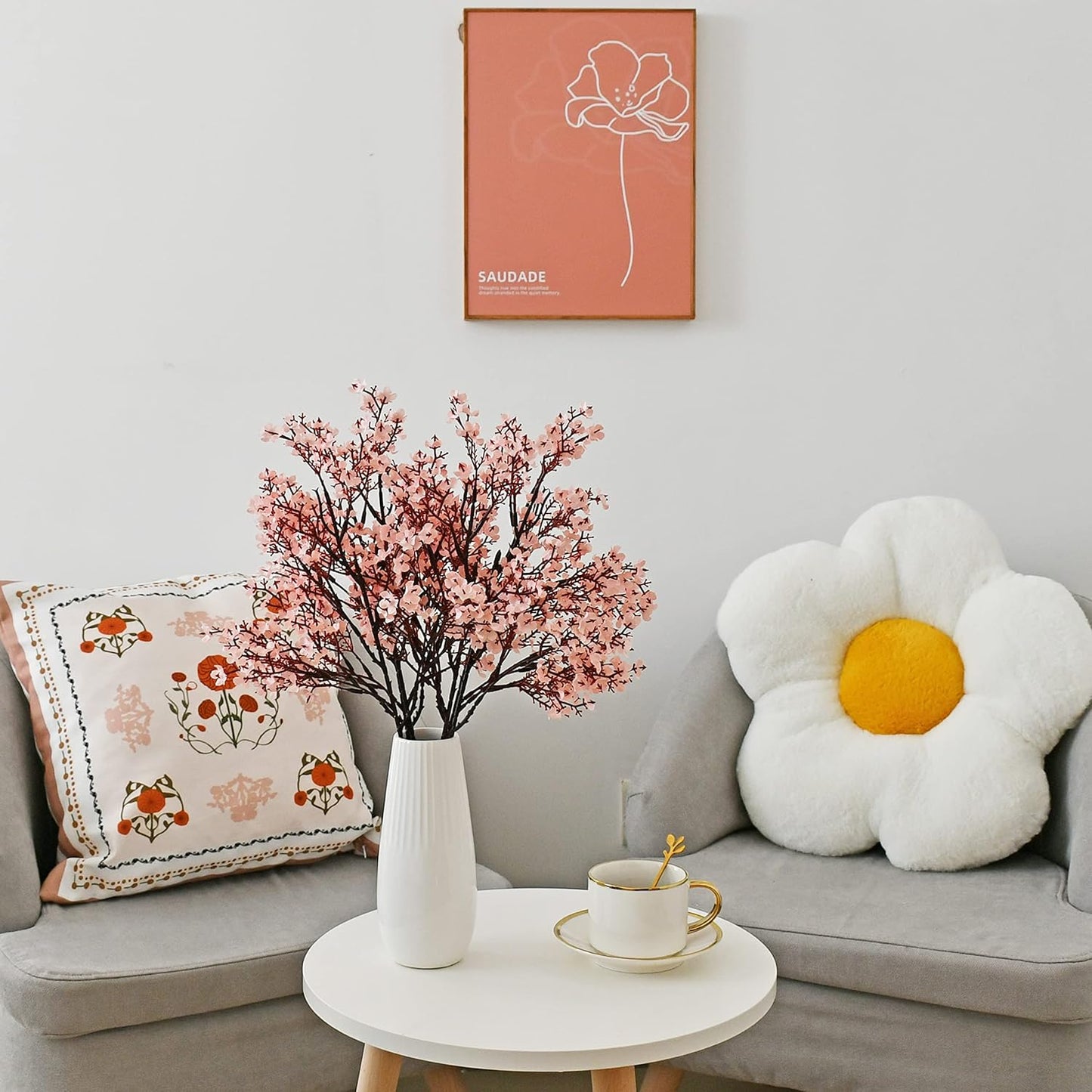 Mandy's Light Pink Artificial Baby’s Breath Flowers 6 Bundles Silk Gypsophila with Bendable Stems for Fall Centerpiece Wedding Decor and Table Arrangements