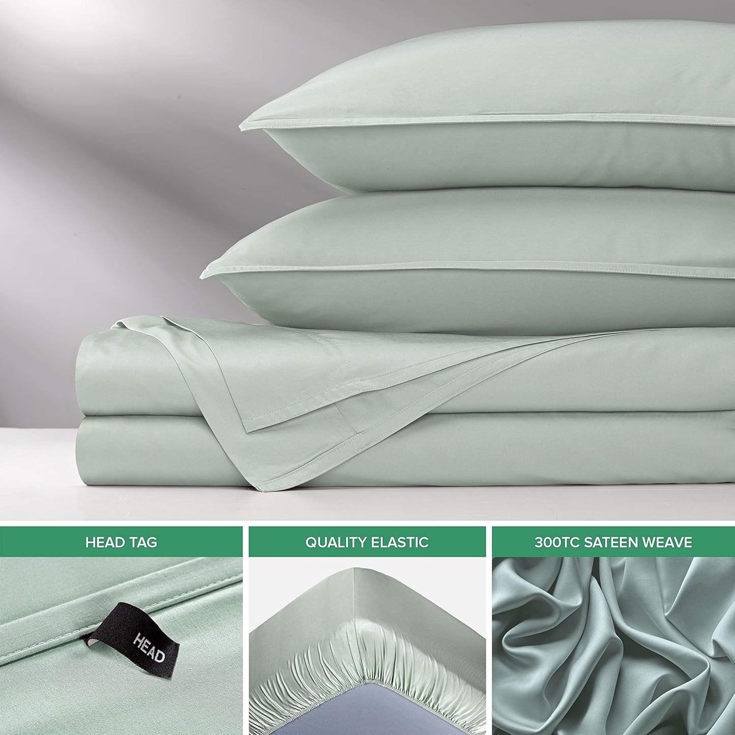 Full Sheets by Pure Bamboo, Genuine 100% Organic Viscose Derived from Bamboo Bed Sheet Set, Luxuriously Soft & Cooling, Double Stitching, Lifetime Quality Promise (Full, Sea Glass)