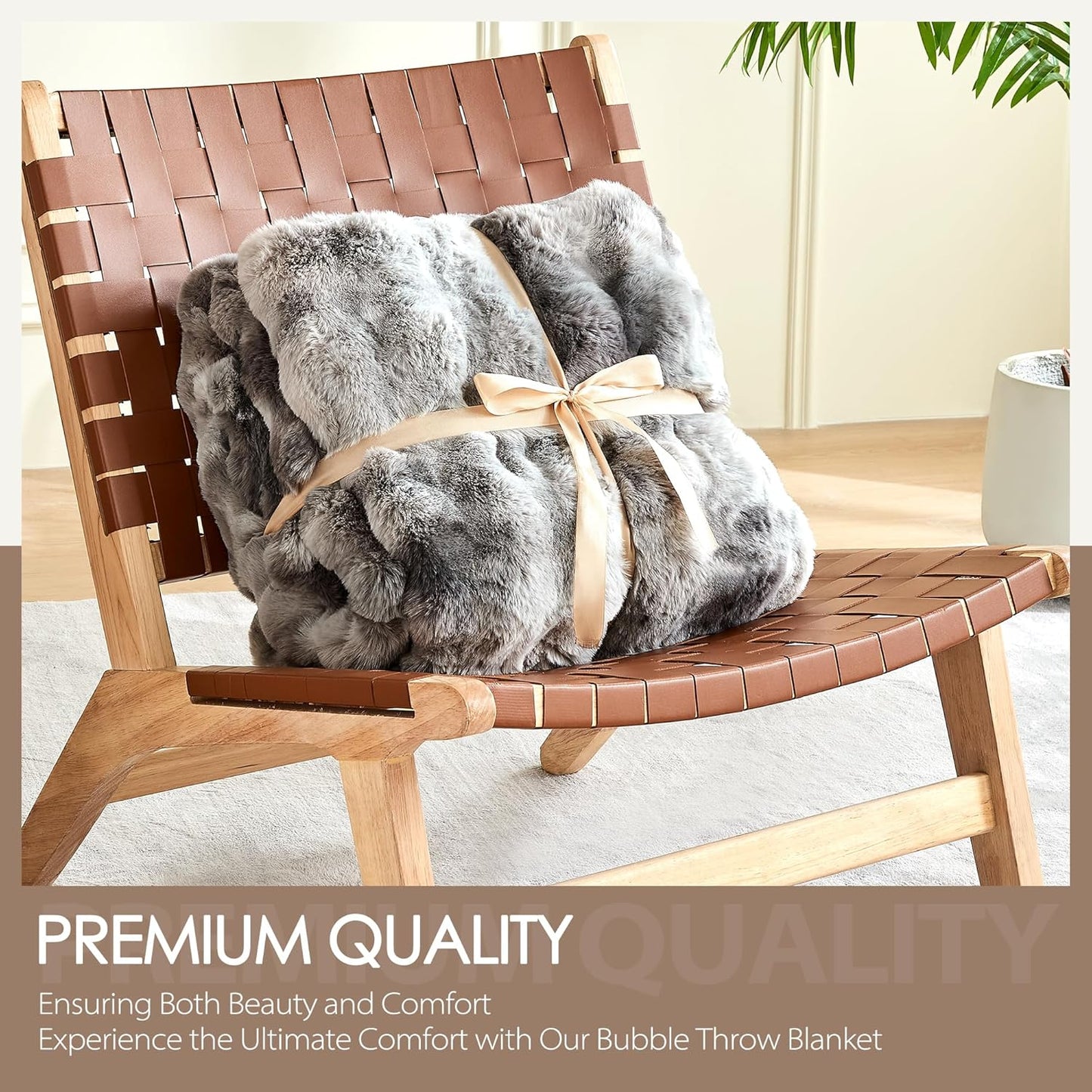 Luxury 1000GSM Faux Rabbit Fur Throw Blanket, Super Heavy Warm Cozy Blankets for Couch Bed Sofa, Bubble Plush Fuzzy Elegant Soft Reversible Mink Blanket for Living Room Bedroom, Tie-dye Grey