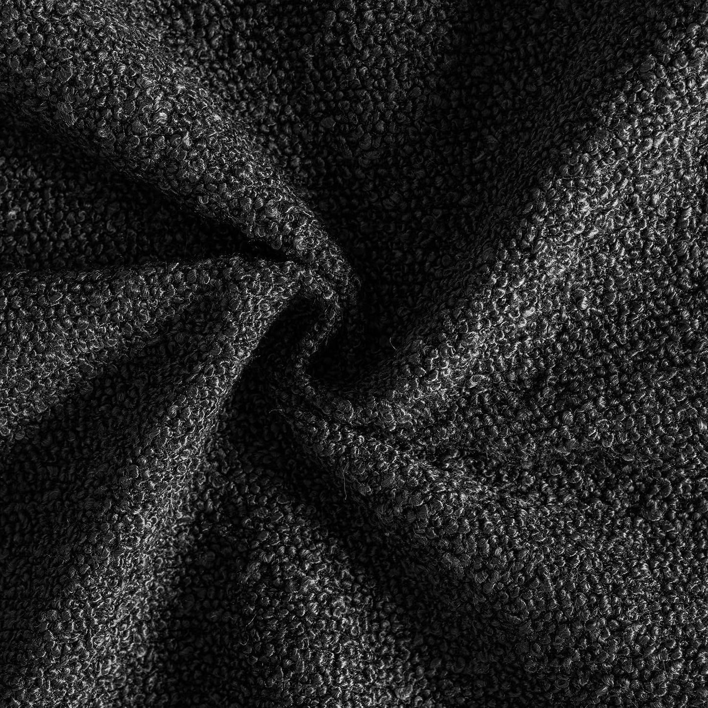 MIULEE 24x24 Decorative Euro Sham Throw Pillows for Bed Set of 2 Textured Boucle Neutral Winter Throw Pillow Covers Halloween Black Accent Solid Couch Pillowcases Sofa Livingroom Home Decor