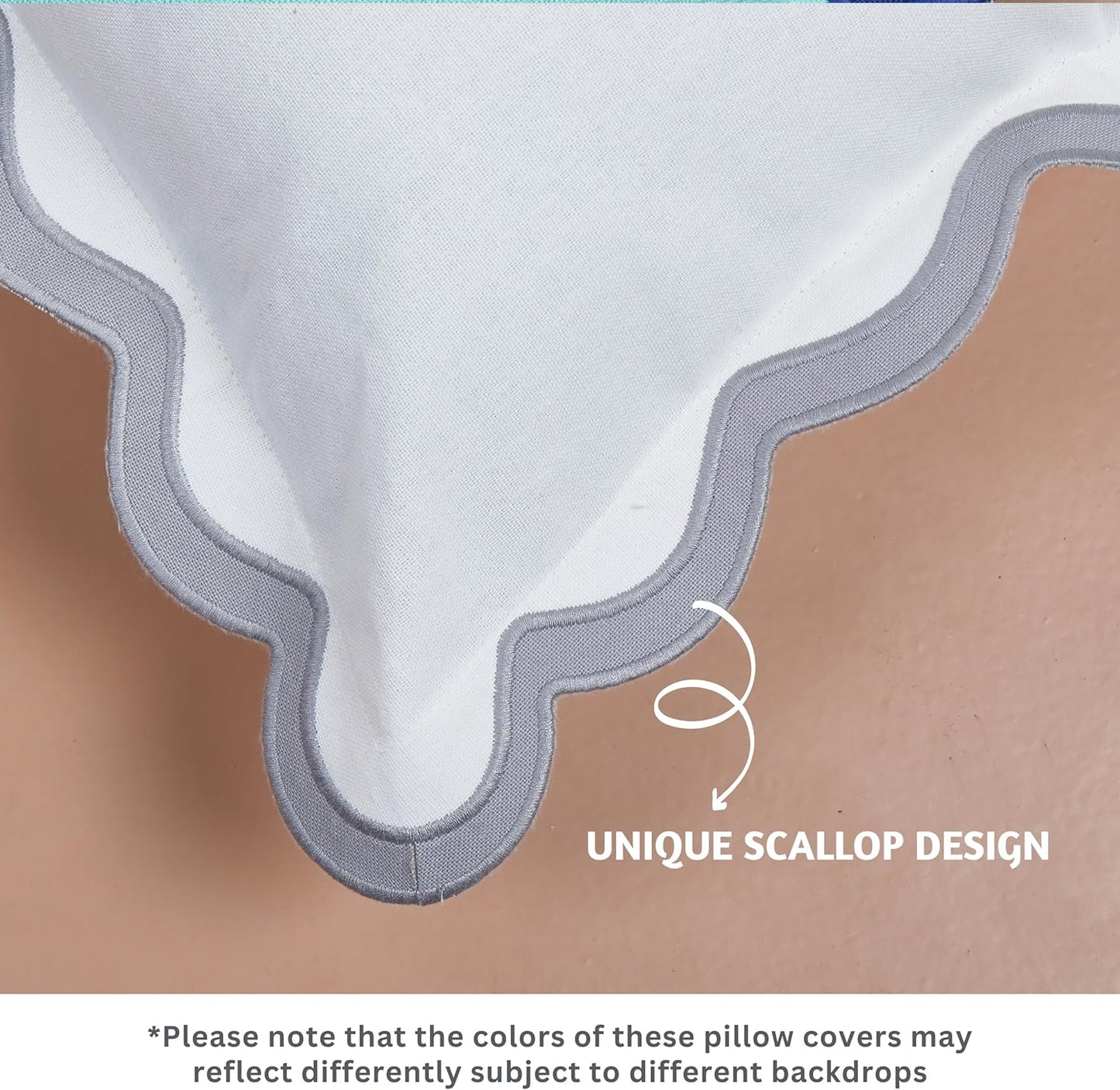 Folkulture Throw Pillow Covers 20x20, Scallop Pillow Cover Set of 2 Decorative Throw Pillows for Couch, Cute Outdoor Pillows or Couch Pillow Covers Standard Size, White Throw Pillows for Living Room