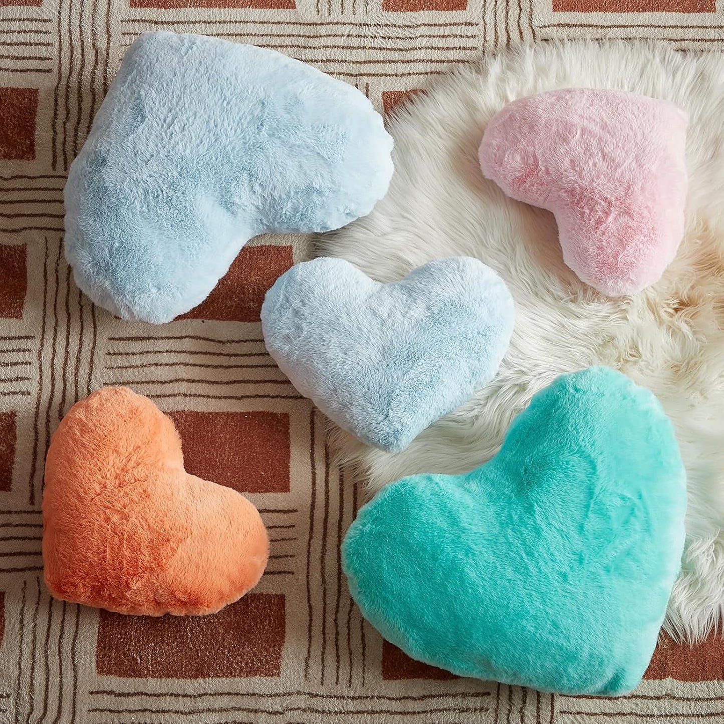 EastTree Heart Pillows, Teal Heart Shaped Pillows, Ultra Soft Extra-Large Fluffy Pillows, Love Throw Pillows Gifts, Women Girls Living Room Decor 15x18 Inch