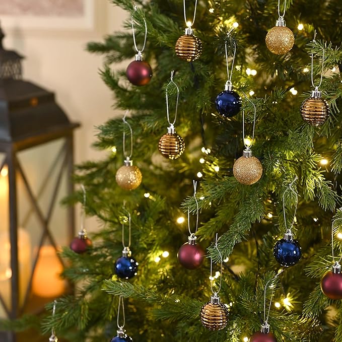Valery Madelyn 1.57 Inches Small Christmas Tree Decorations Ornament Set for Fall Halloween, 24ct Bronze Copper Purple Shatterproof Hanging Ball Ornaments Holiday Party Decor