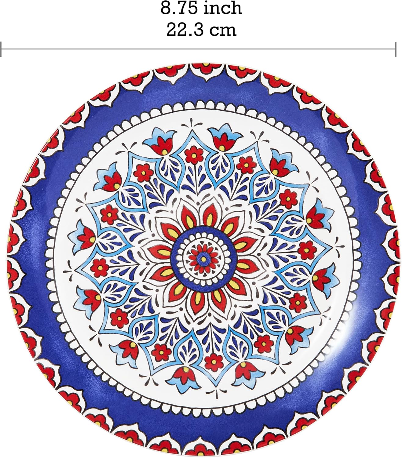 Bico Boho Totem Salad Plates Set of 4, 8.75 Inch Ceramic Dessert Plates for Salad, Appetizer, Side Dishes, Microwave and Dishwasher Safe, Gift for Housewarming and Thanksgiving