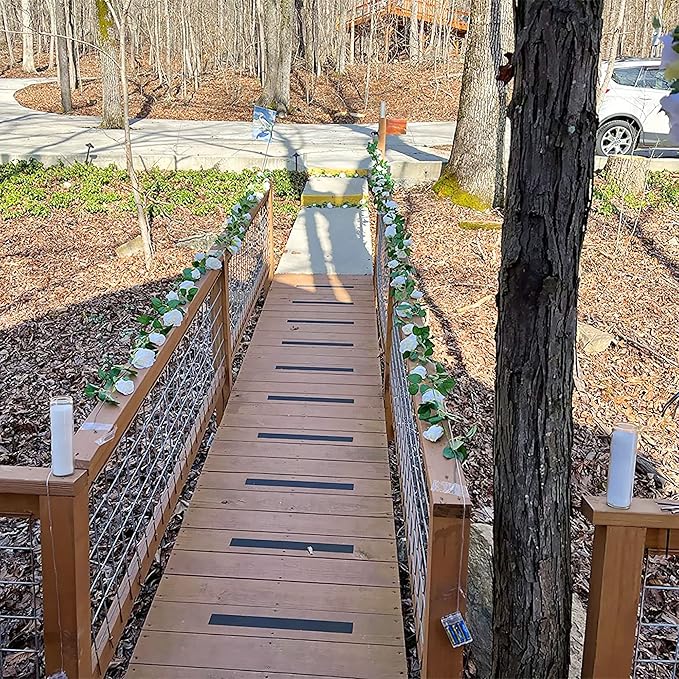 UKELER 2 Pack 14FT Artificial Rose Vines White Flower Garland Artificial Rose Flowers with Green Leaves Floral Plant for Wedding Arch Party Garden Craft Home Decor