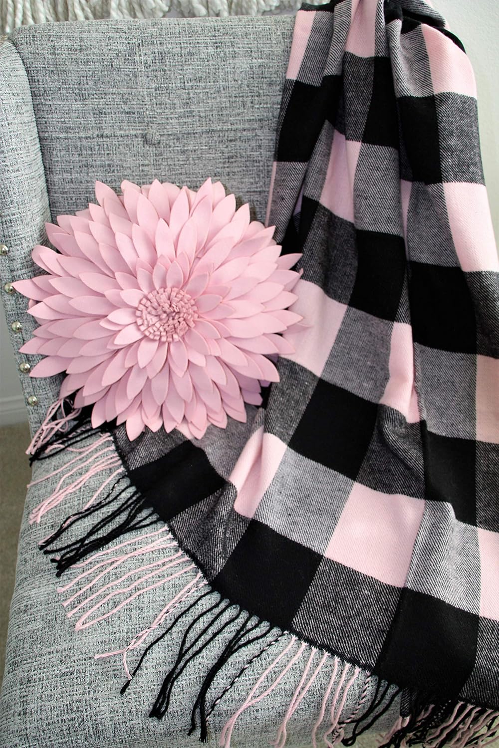 Contempo Lifestyles 3D Daisy Flower Pillow - Patented Design, Couch & Bed Decorative Pillow (18" Flower, 16" Pillow with Insert, Light Pink)