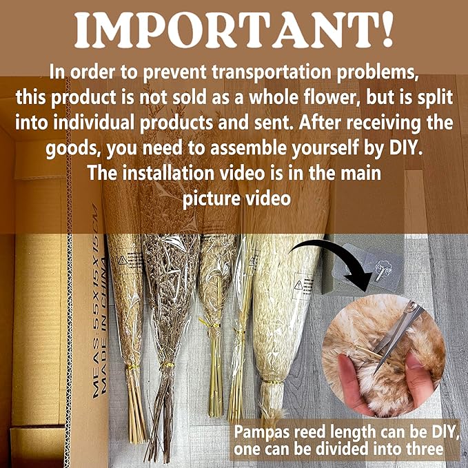 1pc DIY Modern Minimalist Pampas Grass Wall Decor – 35 Inch Natural Beige and Brown Reed Grass Arrangement for Bedroom, Office, and Gallery Walls(Ivory Cascade Wreath)