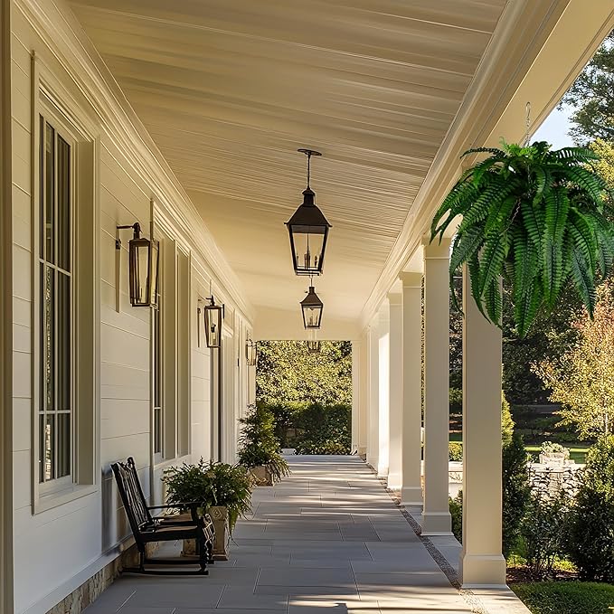 QIANYUN Outdoor Artificial Plants-2PCS Artificial Outdoor Hanging Fern Faux Greenery UV Resistant Plastic Plants for Front Porch Living Room Garden Decor- Including Hanging Planters (Dark Green)