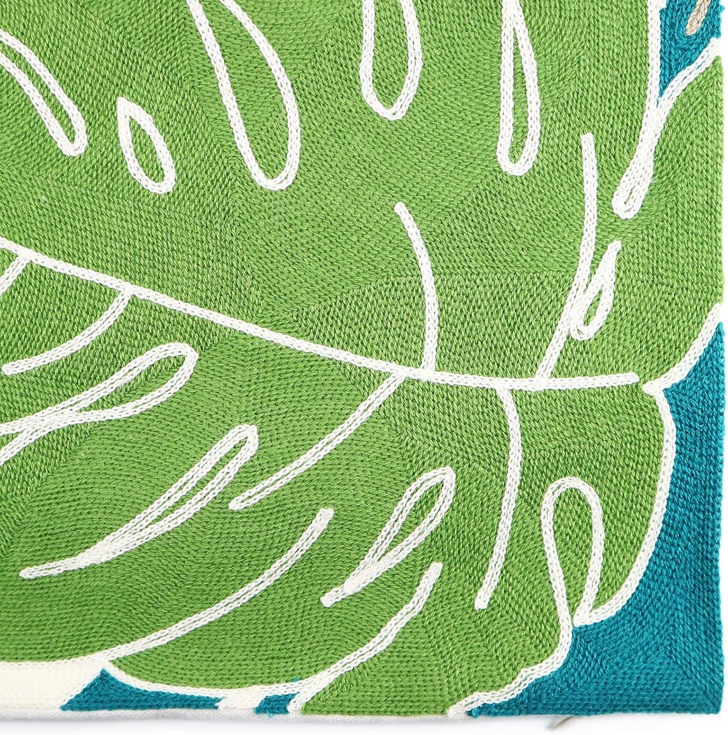 Embroidery Throw Pillow Cover Tropical Leaves 18x18 Inches Decorative Floor Pillow Cover for Couch 100% Cotton Cushion Cover Pillow Case Full Size Monstera Leaf Embroidered, Green, 1 Piece