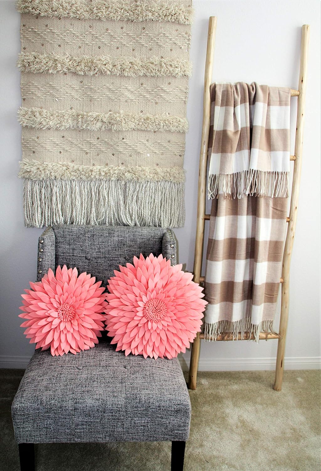 Contempo Lifestyles 3D Daisy Flower Pillow - Patented Design, Couch & Bed Decoration (18" Flower, 16" Pillow with Insert, Peach)