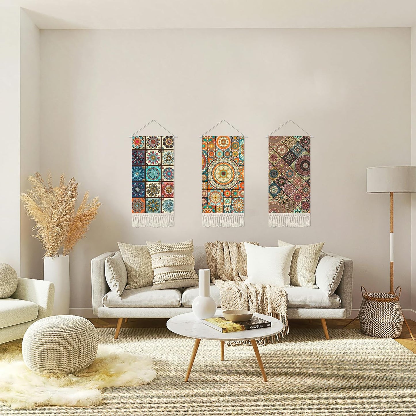 Mandala Boho Macrame Wall Hanging Tapestry For Bedroom Tapestries Vertical Art Fabric Decor Door Living Room Bohemian (Style A, 17.5 * 43)