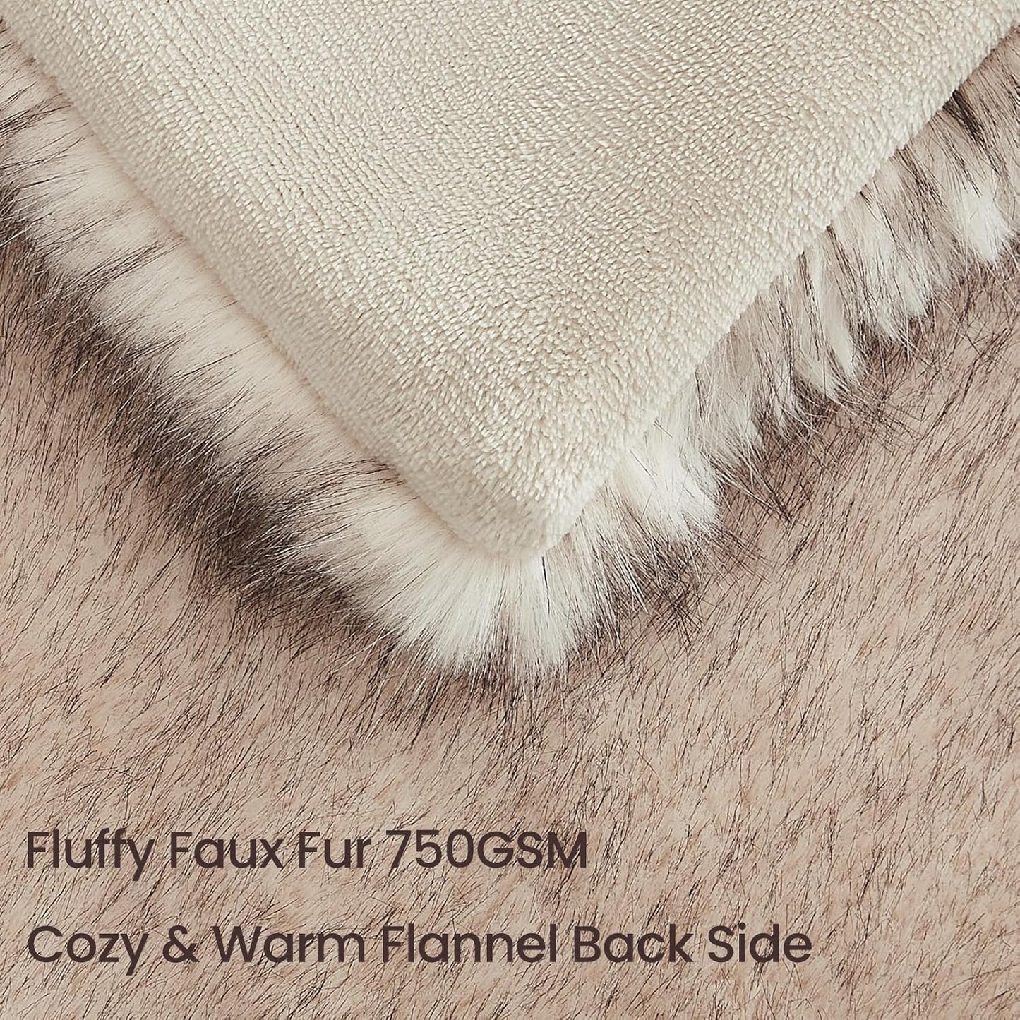 L'AGRATY Faux Fur Throw Blanket: 60''x 80'' Luxury Fluffy Plush Thick Faux Fur Blanket for Bed Couch Sofa - Cozy Soft Fuzzy Blankets for Women Man: Minky Couture Decoration Blanket (Taupe Brown)