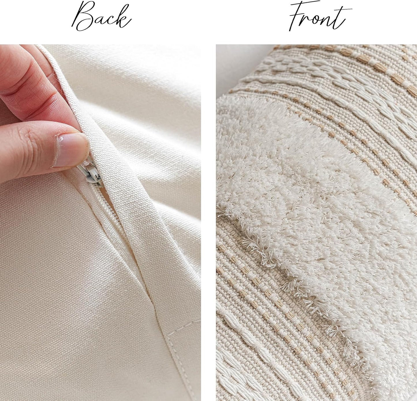 BlissBlush Cream Decorative Lumbar Throw Pillow Cover 14x36 Boho Long Cushion for Bed Neutral Accent Farmhouse Pillowcase for Bedroom Living Room Couch Sofa Home Décor (Cover ONLY, Pack of 1)