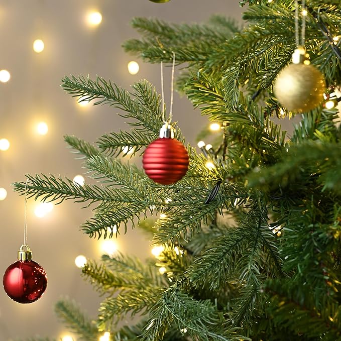 Valery Madelyn 1.57 Inches Small Christmas Tree Decorations Ornament Set for Fall Halloween, 24ct Red Green Gold Shatterproof Hanging Ball Ornaments Holiday Party Decor