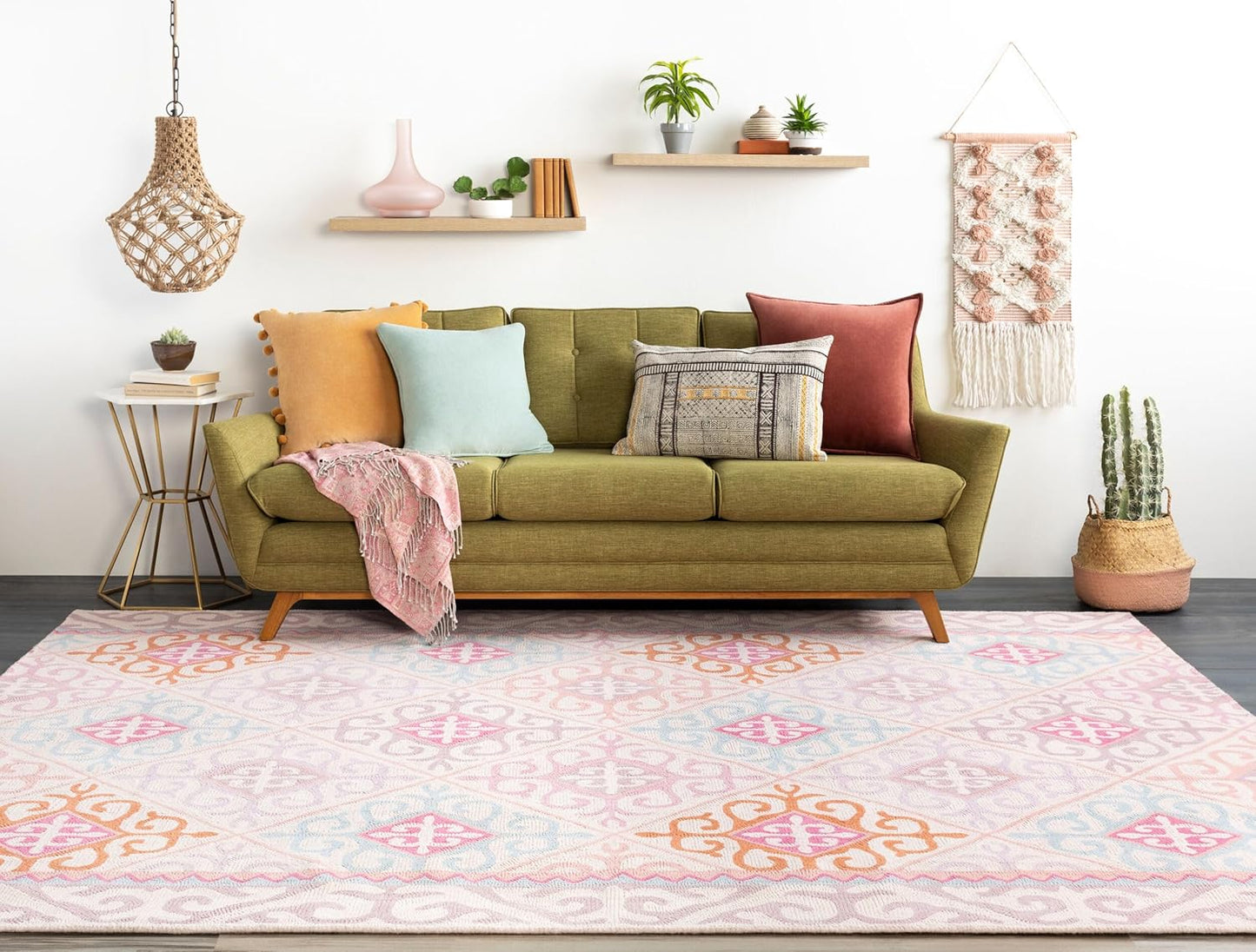 Mark&Day Wall Art, Unterweitersdorf Bohemian Farmhouse White Macrame Tapestry Wall Hanging for Living Room, Bedroom, Office or Kitchen (22"H x 14"W)