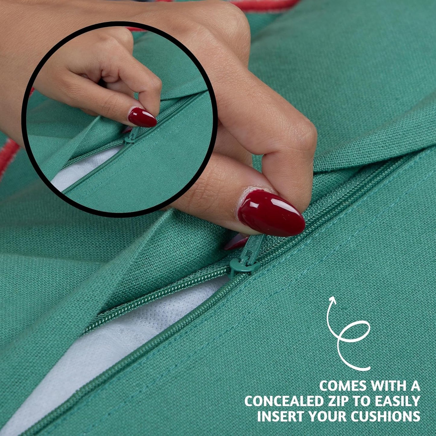 Folkulture Throw Pillow Covers for Couch, 20x20 Decorative Couch Pillows for Living Room, 100% Cotton Boho Pillow Case or Cute Outdoor Pillows, Farmhouse Accent Pillow Covers (Mistletoe)