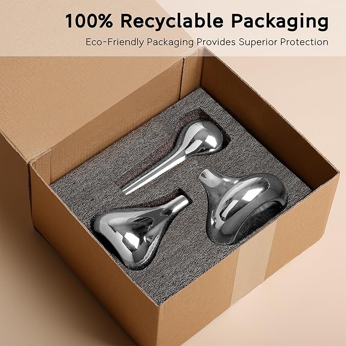 Silver Vases (Set of 3) by Port&Petal – Small Bud Vases 3.5-5” Tall with Reflective Finish | Silver Home Decor, Accent for Living Room, Table Decor, Wedding Table Centerpiece Decoration