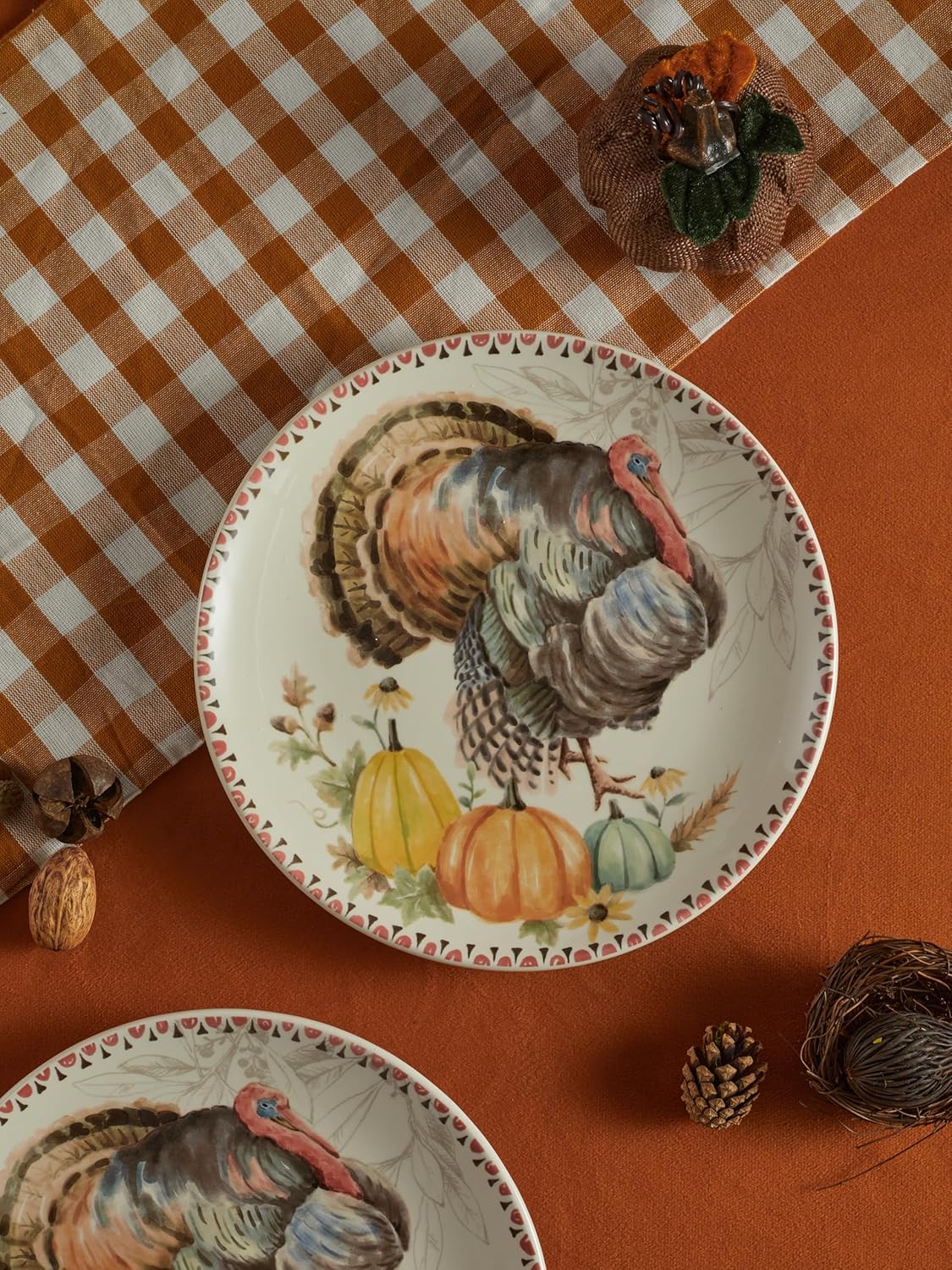 Bico Blessing Season Ceramic Salad Plates, 8.75 inch, Set of 4, for Salad, Appetizer, Microwave & Dishwasher Safe