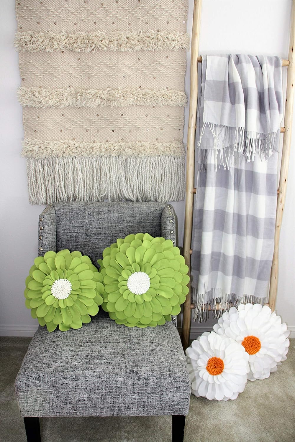 Decorative Flower Pillows – 3D Happy Daisy Flower Throw Pillow - Flower Shape Design Patented-Flower Shaped Pillow For Home Décor – Round Throw Pillows Soft & Cozy - Couch & Bed Flower Shape Pillow