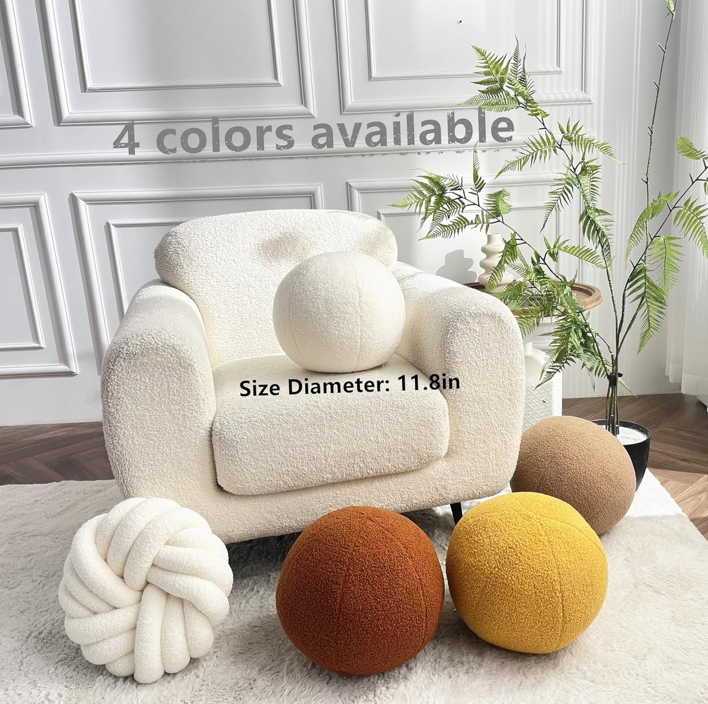 Khaki Ball Pillow 11.8 Inches Round Throw Pillow Simple Modern Ball Shaped Throw Pillow,Nordic Style Cushion Decorative Pillow for Couch,Sofa,Bedroom