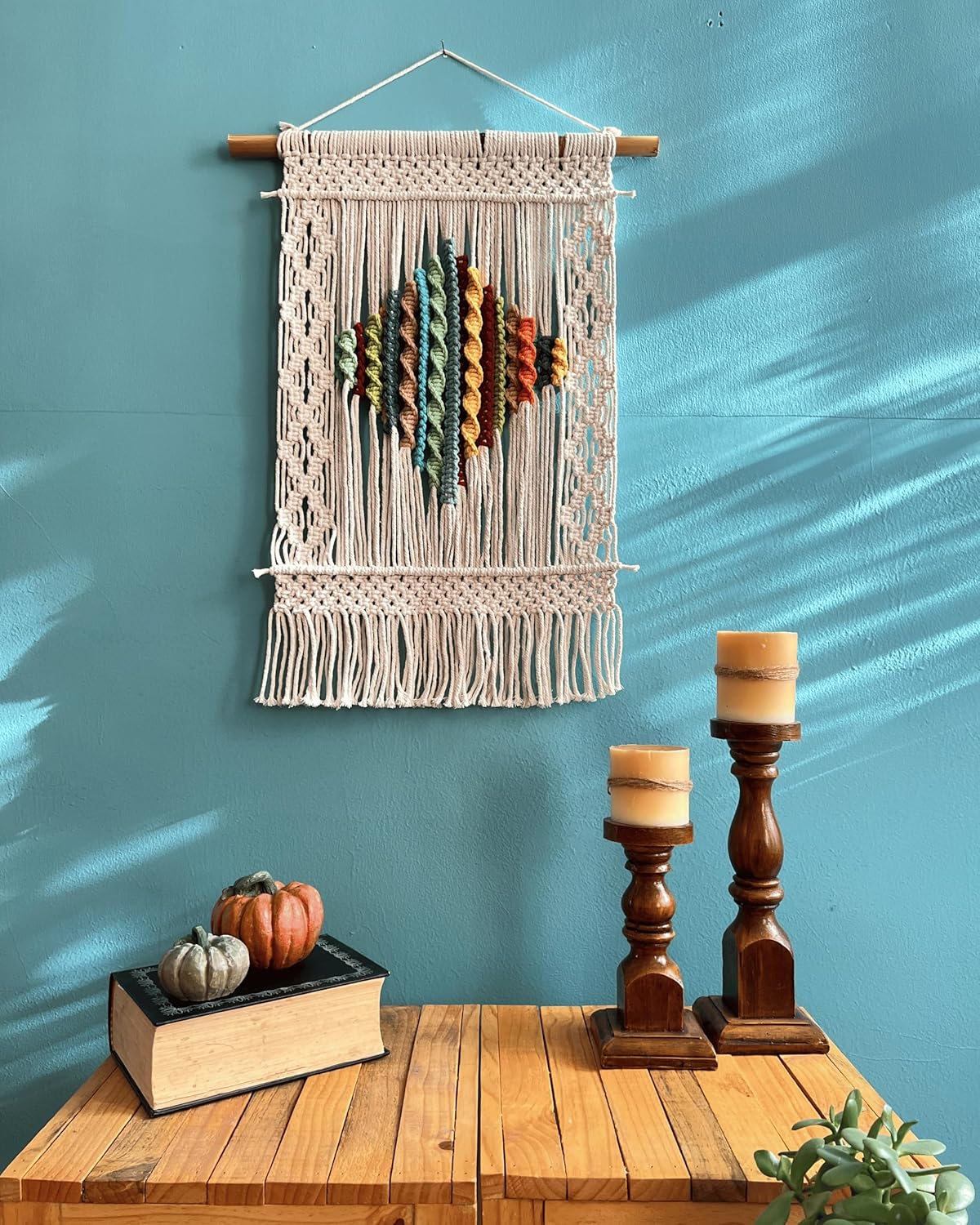 Knots & Beyond 'Haven' Collection, Macrame Wall Hanging, Boho Woven Tapestry, Yarn Art, Living Room & Bedroom Decor, 21.6" x 27.5"