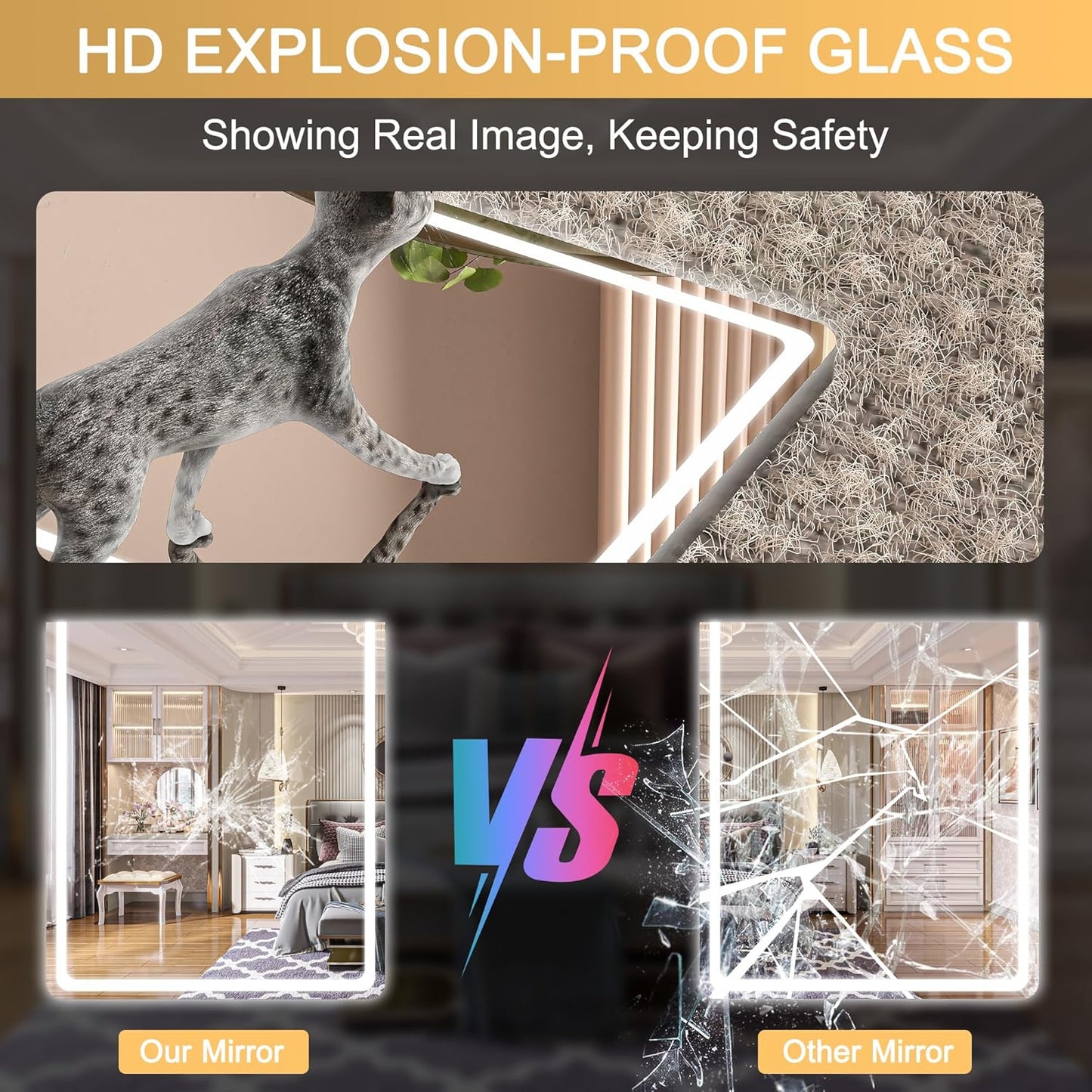 Hasipu LED Door Mirror - Full Length, 56 x 16 Over The Door Mirror with Lights for Bedroom, Living Room, Cloakroom