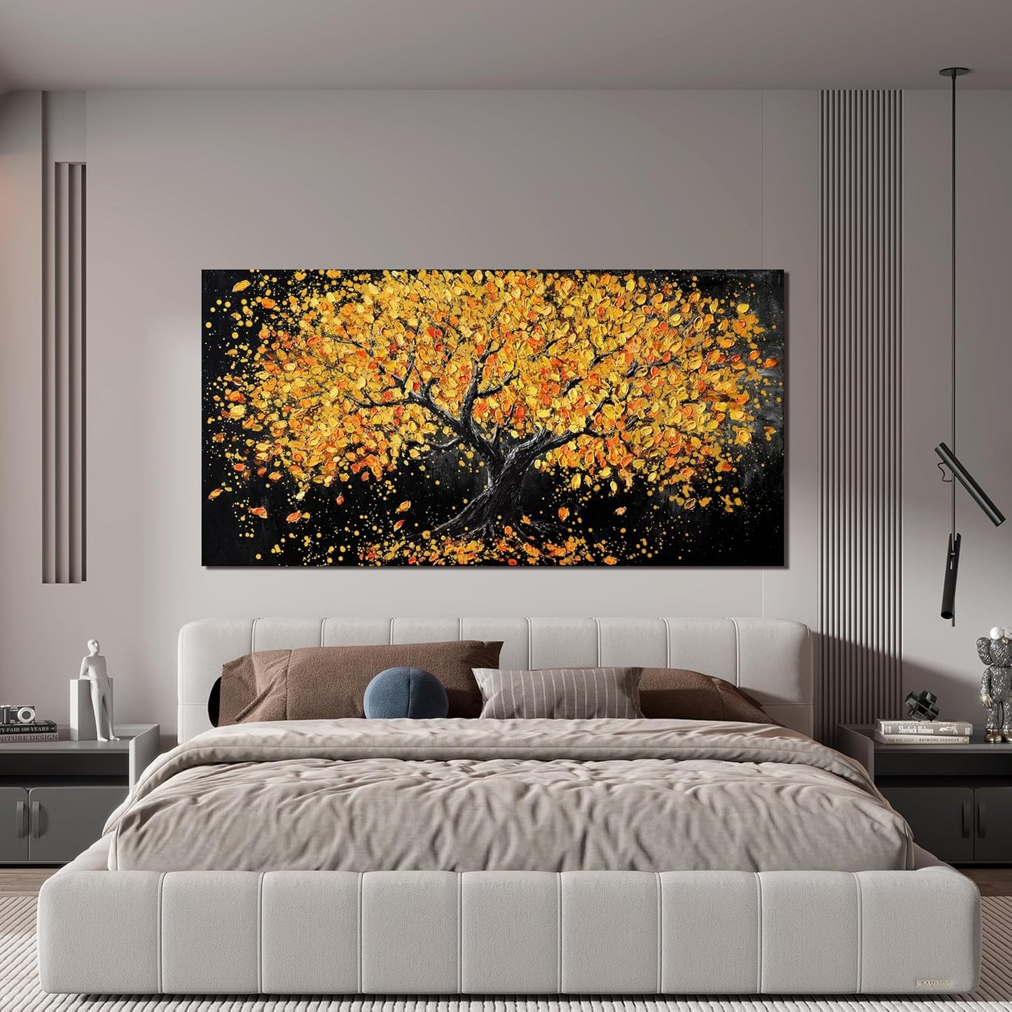 Dimpaga Canvas Wall Art Decor Large Wall Art for Living Room Artwork for Walls Black and Gold Wall Art Decor Tree of Life Wall Art Prints Canvas Art Wall Decor Home Office Wall Decor 24"X48"