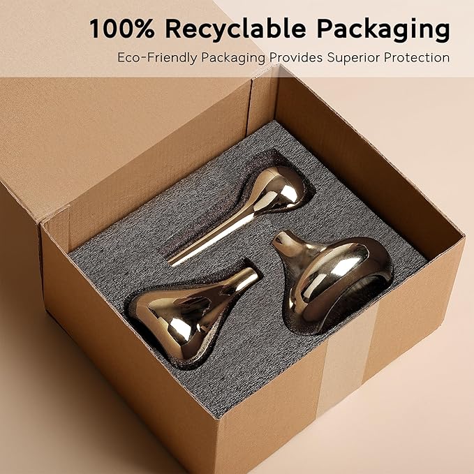 Port&Petal Brass Vases (Set of 3) - Small Bud Vases 3.5-5" Tall With Reflective Finish | Home Accent for Living Room, Table Decor, Wedding Centerpiece