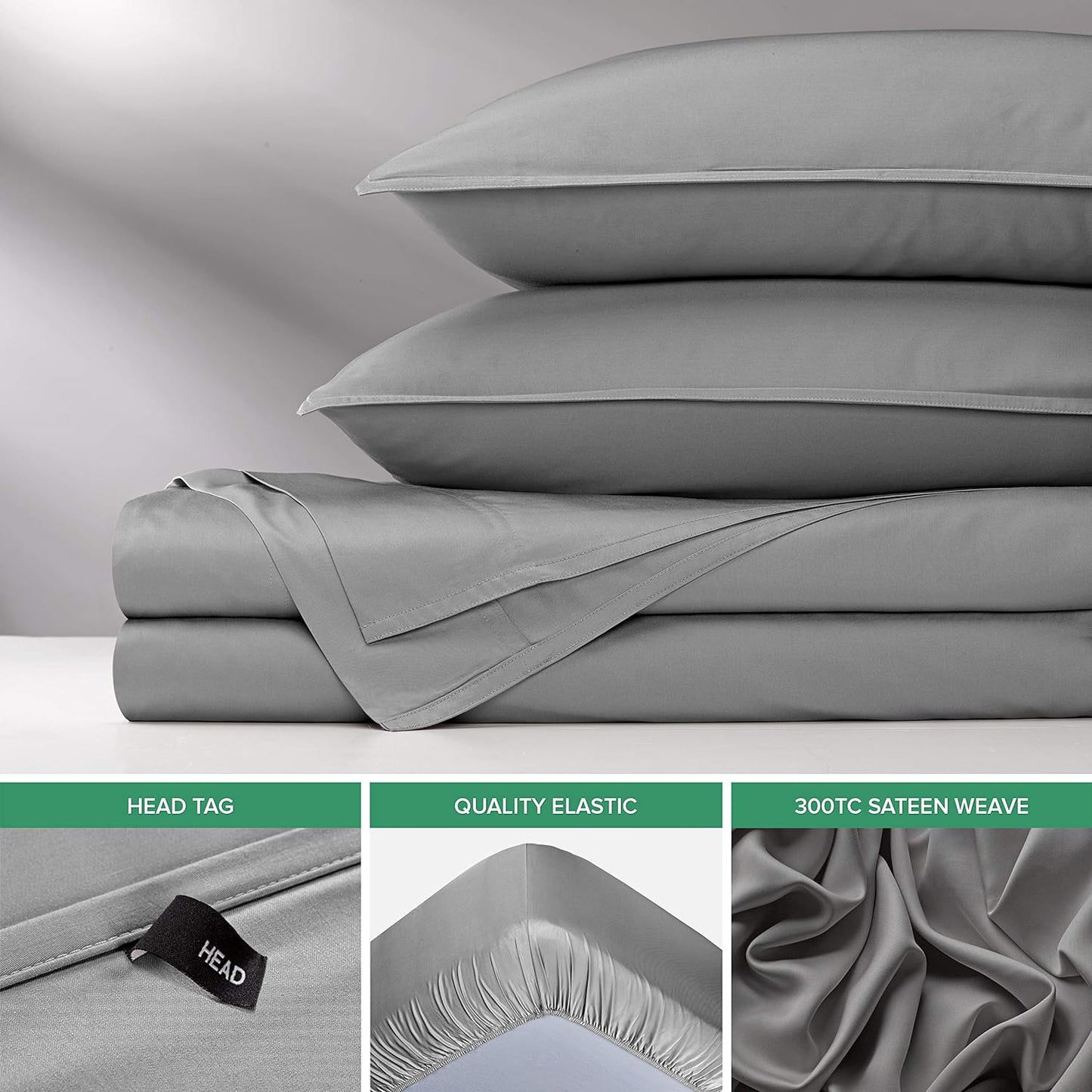 King Sheets by Pure Bamboo, Genuine 100% Organic Viscose Derived from Bamboo Bed Sheet Set, Luxuriously Soft & Cooling, Double Stitching, Lifetime Quality Promise (King, Stone Grey)