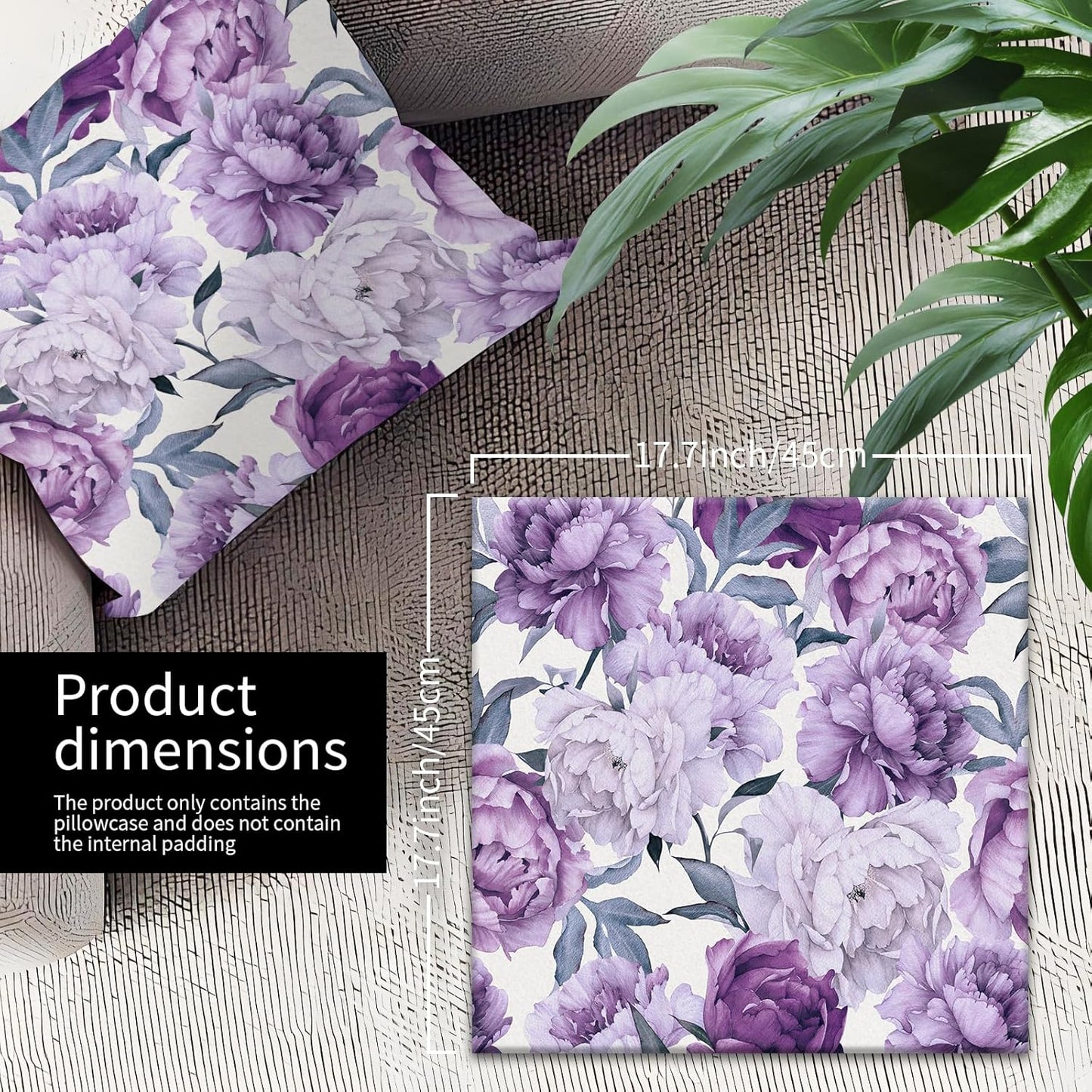 Decorative Throw Pillow Covers 18x18 Inch, Cute Home Decor for Living Room Outdoor Funny Pillowcase Polyester Cushion Case Purple Floral